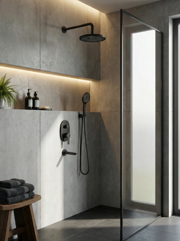 CREVO Flora ankastre duş seti — banyo uygulaması